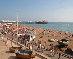 Crowds enjoy the weather on Brighton beach