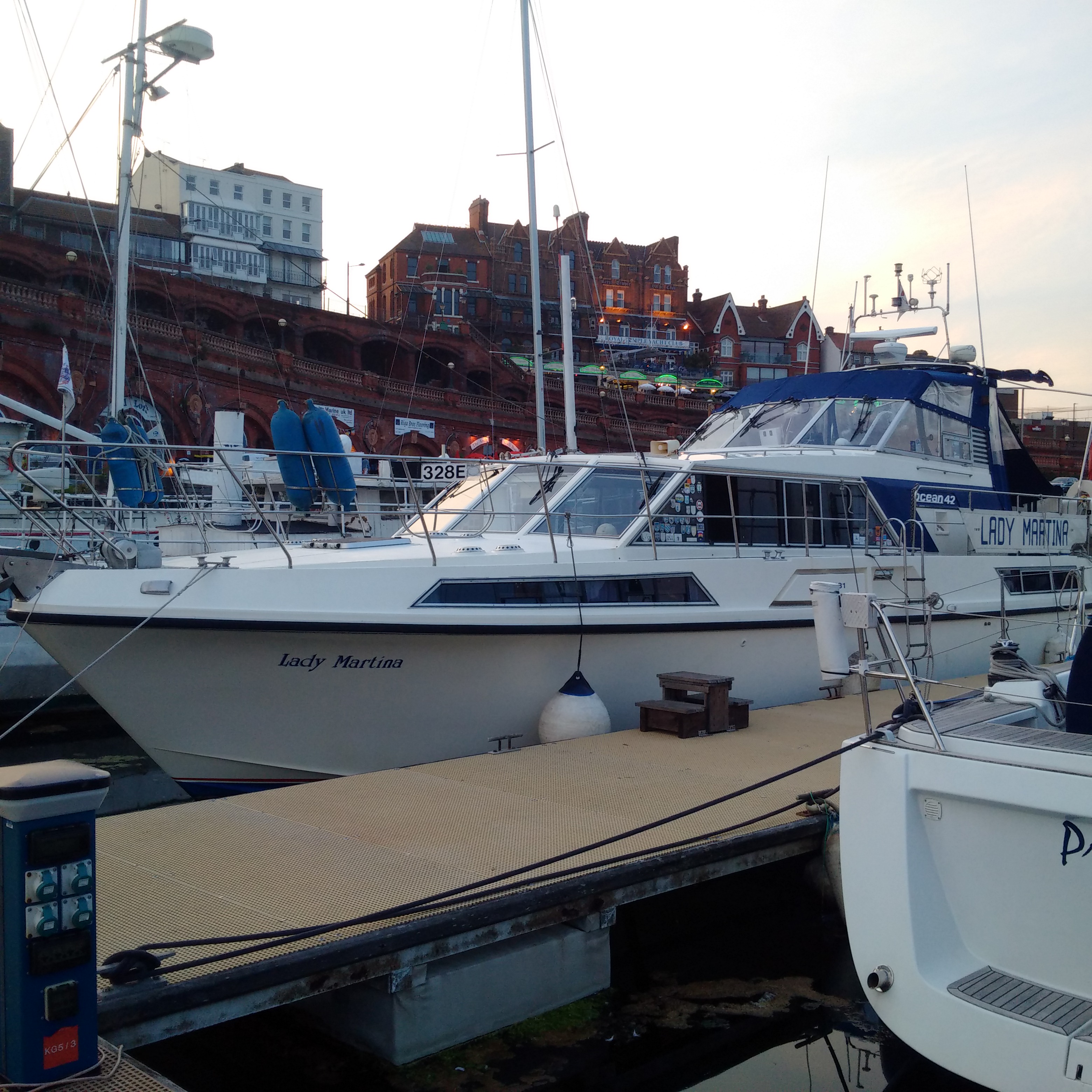 Lady Martina sheltering from summer storms in Ramsgate Inner Harbour